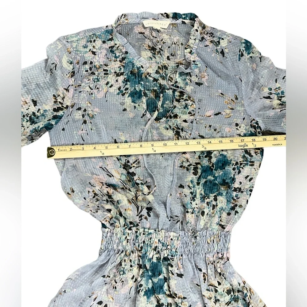 Love Stitch Women’s Boho Floral Smocked Sheer A-Line Ruffle Dress Size Medium - Picture 9 of 9